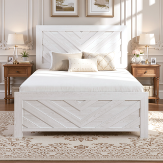 Sunvega Natural Finish Full Bed with Headboard Footboard and Rails