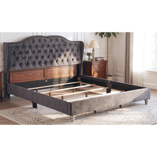 Sunvega Full Upholstered Bed with Sturdy Frame and Transitional Gray Design