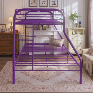 Sunvega Twin/Full Metal Bunk Bed with Slat System and Guardrail