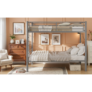 Sunvega Sturdy Metal Twin over Twin Bunk Bed with Safety Guardrail and Noise Reduced