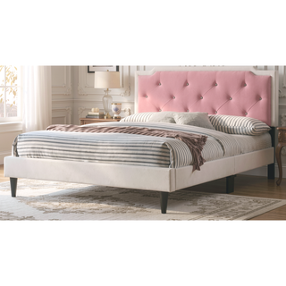 Sunvega Full Bed with Chic Tufted Headboard and Vibrant Blue Hue in One Box