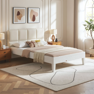 Sunvega Solid Wood Twin Platform Bed with 14-Slat System and Under Bed Storage