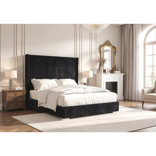 Sunvega Contemporary White Fur Chenille Fabric Mattress Ready Queen Size Bed