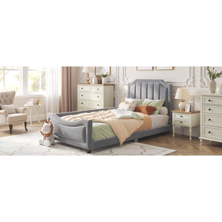 Sunvega Twin Size Upholstered Daybed with Stripe Headboard for Kids Bedroom