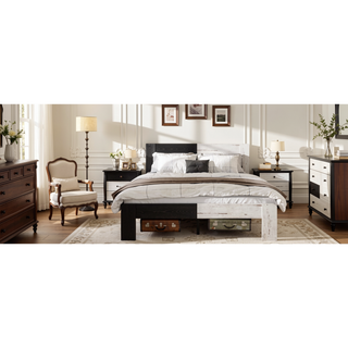 Sunvega Full Size Metal Platform Bed Frame with Headboard and Under Bed Storage