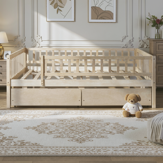 Sunvega Twin Size Daybed with Two Drawers Made of Solid Pine Wood