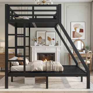 Sunvega Twin XL over Queen Metal Bunk Bed with Ladder and Underbed Storage