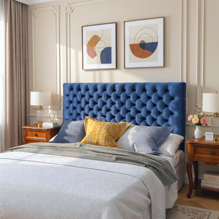Sunvega Modern Button Tufted Upholstered Queen Size Bed Headboard with Adjustable Legs