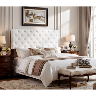 Sunvega Pink Faux Leather Tufted Panel Headboard with Adjustable Height