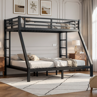 Sunvega Twin XL over Queen Metal Bunk Bed with Ladder and Underbed Storage