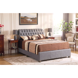 Sunvega Modern Light Grey Upholstered Queen Bed with Sturdy Chic Design