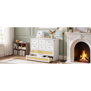 Sunvega Full Size White Murphy Bed with Large Drawers for Smart Space Utilization