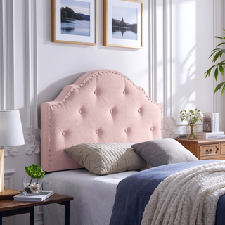 Sunvega Upholstered Twin Size Headboard with Button Tufted Diamond Stitch and Nailhead Trim