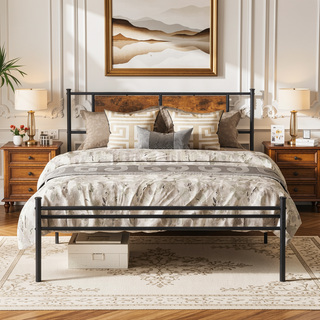 Sunvega Victorian Vintage Queen Bed Frame with Headboard and Footboard