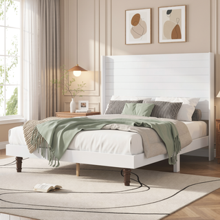 Sunvega Stylish High Headboard Bed with 54 Inch Design for Reading and Relaxing