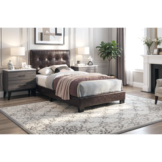 Sunvega Queen Size Brown Faux Leather Contemporary Rectangle Headboard
