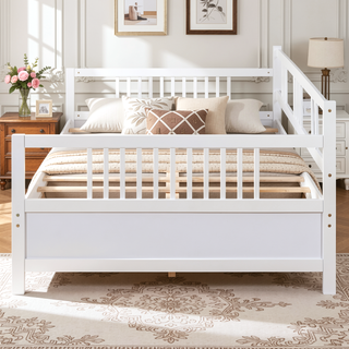 Sunvega Full Size Daybed with Support Legs and Additional Storage Space in White