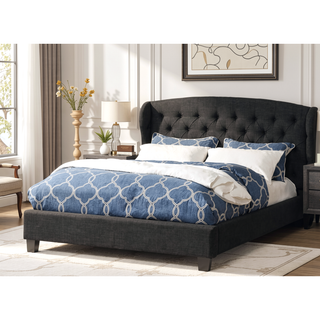 Sunvega Modern Contemporary Wing Back Button Tufted Adjustable King Size Platform Bed