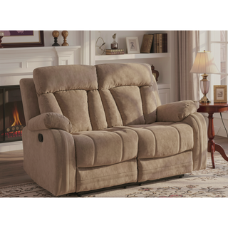 Sunvega Reclining Transitional Loveseat with Lumbar Support and Stainly Steel Base