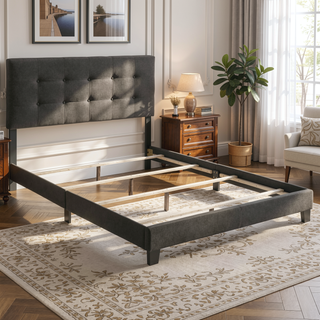 Sunvega Destiny Beige Upholstered Eastern King Panel Bed with Headboard and Footboard