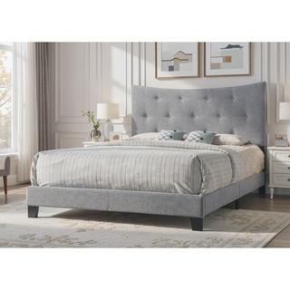 Sunvega Queen Bed with Upholstered Headboard and Low-Profile Footboard