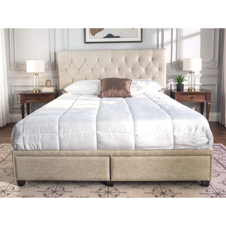 Sunvega King Upholstered Storage Bed with 2 Drawers in Polyester Fabric