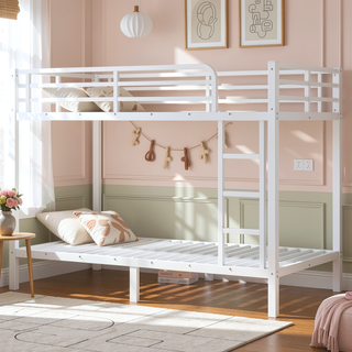 Sunvega Metal Full over Full Bunk Bed for Teens and Adults with Noise Reduction and Storage