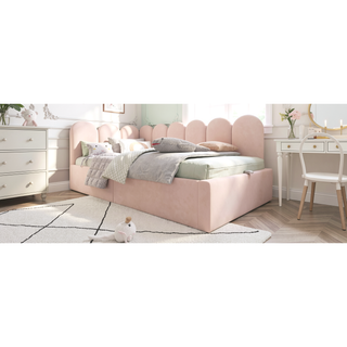 Sunvega Velvet Upholstered Ottoman Daybed With Hydraulic Storage And Metal Frame