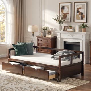 Sunvega Extending Daybed with Trundle for Spontaneous Guests from Twin to King Size