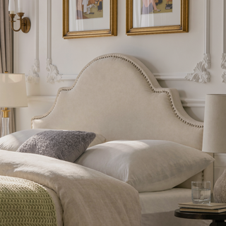 Sunvega Upholstered Queen Size Headboard with Durable Metal Legs and Nailhead Trim