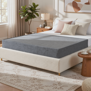 Sunvega 9 Inch Foldable King Size Metal Bed Base with Removable Linen Cover
