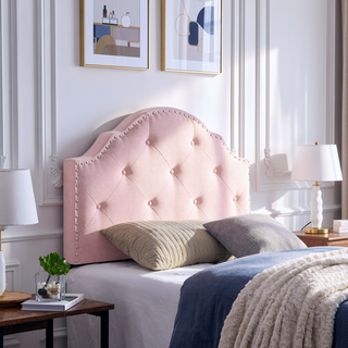 Sunvega Upholstered Twin Size Headboard with Button Tufted Diamond Stitch and Nailhead Trim