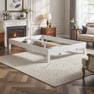 Sunvega Full Platform Bed with 28-Slat Support System in Solid Pine