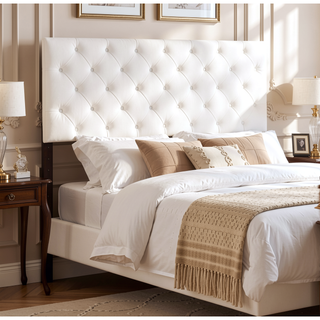 Sunvega Pink Faux Leather Tufted Panel Headboard with Adjustable Height