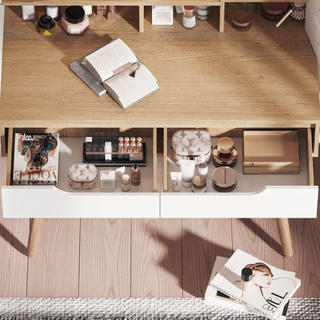 Sunvega Makeup Vanity Desk with 3 Adjustable Lighted Mirror and 4 Drawers