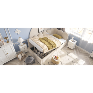 Sunvega Velvet Upholstered Ottoman Daybed With Hydraulic Storage And Metal Frame