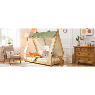 Sunvega Twin Size House Bed with Detachable Tent and Light for Cozy Naps