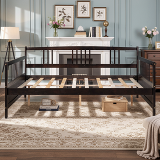 Sunvega Espresso Full Size Daybed with Support Legs and Storage Space