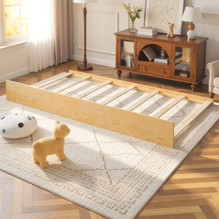 Sunvega Twin Size Wooden House Bed with Trundle and Headboard for Kids Room