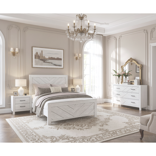 Sunvega Natural Finish Full Bed with Headboard Footboard and Rails