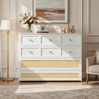 Sunvega Full Size White Murphy Bed with Large Drawers for Smart Space Utilization