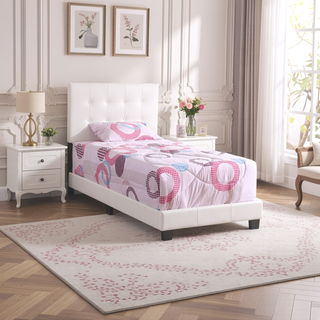 Sunvega Twin Bed Frame in Crisp White for Compact Living Areas