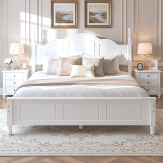 Sunvega Retro Style Solid Wood Platform Bed Frame with Slat Support for Full Size Mattress