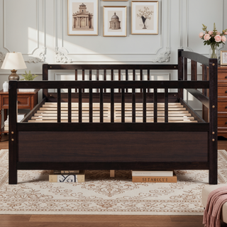 Sunvega Espresso Full Size Daybed with Support Legs and Storage Space