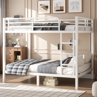 Sunvega Metal Full over Full Bunk Bed for Teens and Adults with Noise Reduction and Storage