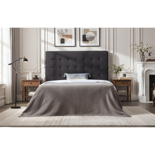 Sunvega Adjustable Height Geometric Square Tufted Headboard for Queen Bed Charcoal