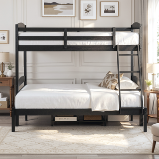 Sunvega Twin over Twin Bunk Bed with Guard Rails in Black Finish