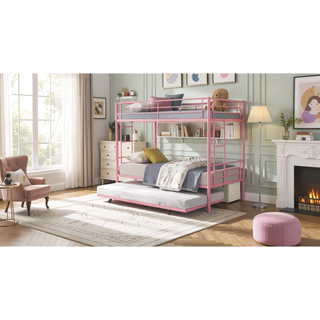 Sunvega Metal Bunk Bed with Trundle for Modern Space Saving Bedroom