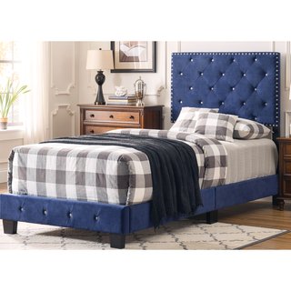 Sunvega Navy Blue Twin Bed Frame with Robust Durable Construction for Bedroom