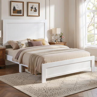 Sunvega Natural Finish Full Bed with Headboard Footboard and Rails